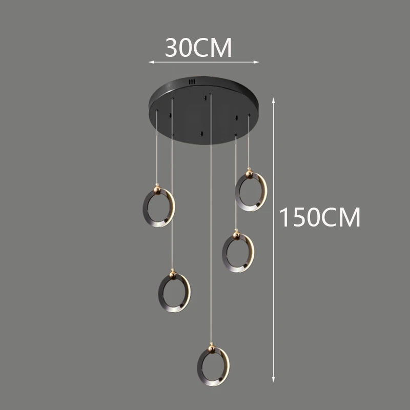 Axyaa Staircase Chandeliers: Modern LED Pendant Light Lamps for Living Room
