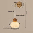 Axyaa Walnut Wood LED Wall Lamp with Pull Chain Switch