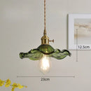 Axyaa Glass Chandelier Brass Walnut Amber Flower Glass Home Decor