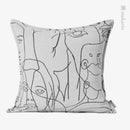 Axyaa Designer Luxury Abstract Face White Sofa Throw Pillow Cover