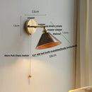 Axyaa Nordic LED Wall Lamp Walnut Wood Stair Light - Modern Indoor Pull Chain Switch