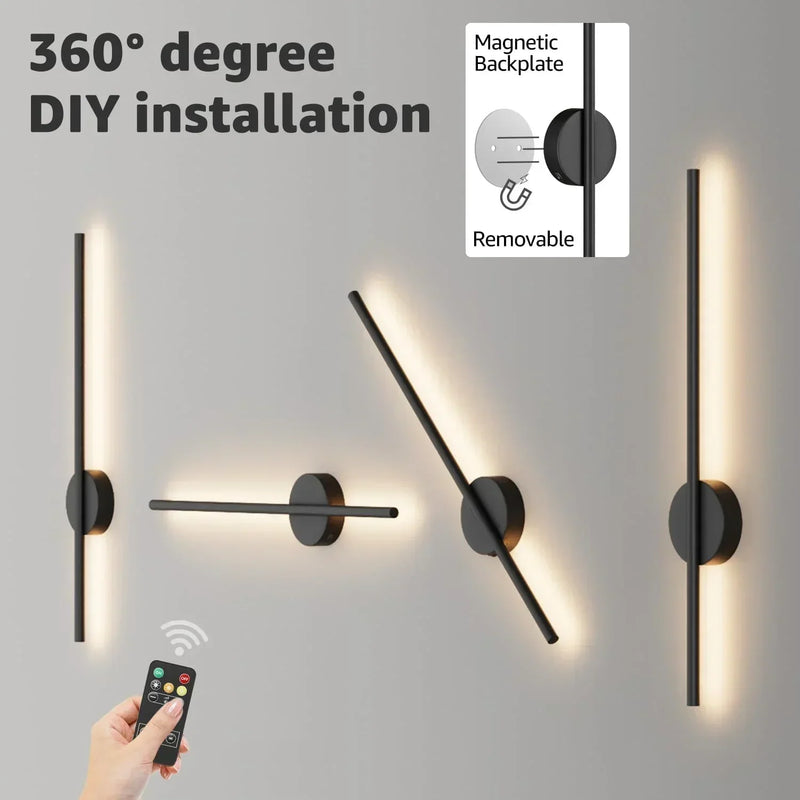Rechargeable Dimmable Wall Sconce 50-80cm for Living Room and Bedroom - Axyaa LED Wall Decor Lamp
