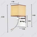 Axyaa LED Fabric Lampshade Wall Light with USB Charging Port & Adjustable Angle