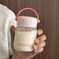 Axyaa 200ml Cute Glass Shaker Bottle for Coffee Juice Tea - Portable Kawaii Glass Cup