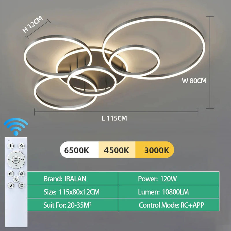 Axyaa Round Circle Ring Chandelier Ceiling Lamp for Home Decor Lighting in Living Bedroom