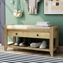Axyaa Entry Shoe Bench with Cushioned Seat, 2 Drawers & Slatted Shelf