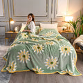 Axyaa Leaf Print Flannel Blanket: Soft Plush Bedspread for Sofa & Bed