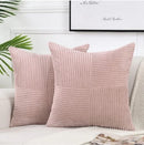 Axyaa Grey Patchwork Striped Corduroy Throw Pillow Cover