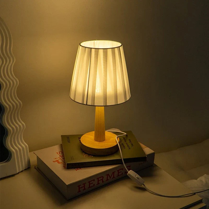 Axyaa Nordic Pleated Table Lamp USB Art Light for Bedroom Decor