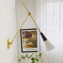 Axyaa Athena Brass Black Swing Arm LED Wall Lamp - Adjustable Luxury Home Decor