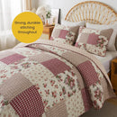 Axyaa Country Roses Patchwork Quilt Set - Queen Size with 2 Shams