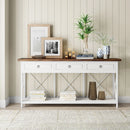 Axyaa Farmhouse Console Table with 3 Drawers & Storage Shelf