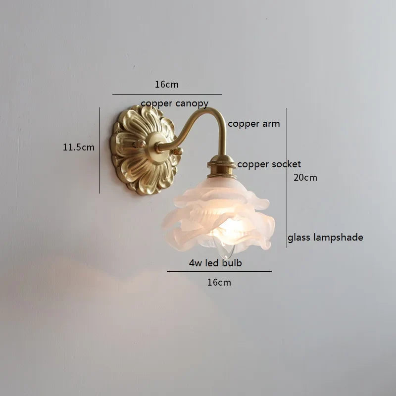 Axyaa Smoke Gray Glass LED Wall Sconce with Adjustable Copper Arm