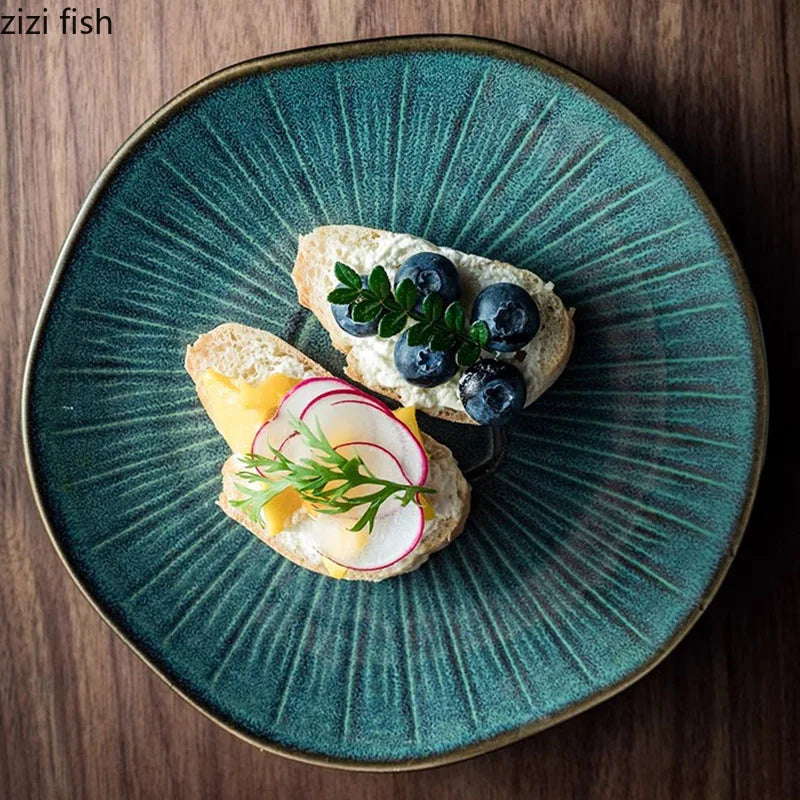 Axya Ceramic Shallow Plate Set for Steak, Dessert, Pasta - Creative Tableware