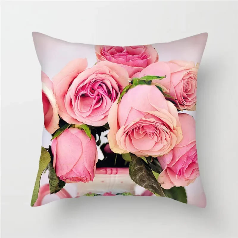 Sunflower Rose Dandelion Floral Cushion Cover for Home Decor 45X45CM by Axyaa