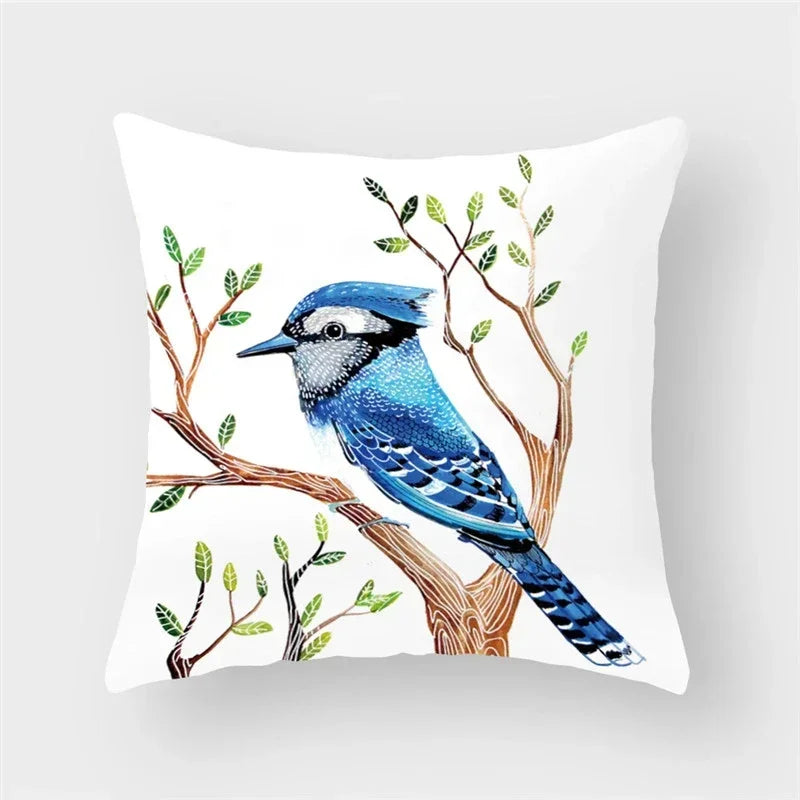 Axyaa Decorative Cushion Cover Throw Pillow 45*45 Sofa Flower Bird Animal Pillowcase