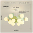 Axyaa Magic Beans Green Leaf Chandelier - Modern French Ceiling LED Hanging Lamp for Kids & Living Room