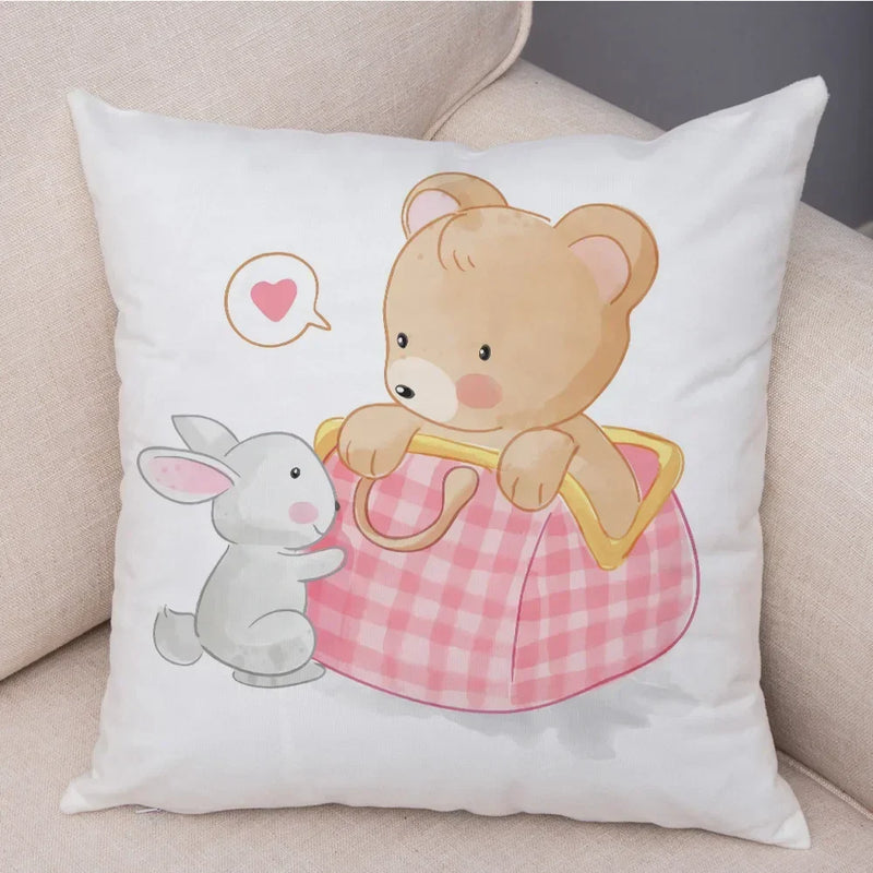 Axyaa Christmas Cartoon Animal Cushion Cover - Santa Claus Pillowcase