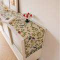 Axyaa Pink Flower Jacquard Table Runner with Tassel for Home Decoration