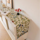 Axyaa Pink Flower Jacquard Table Runner with Tassel for Home Decoration