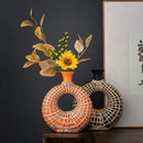 Axyaa Geometric Rattan Vase Straw Plaited Floral Arrangement Home Decor Accessories