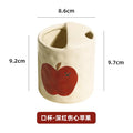 Axyaa Hand-Painted Apple Ceramic Mug Set - Cute & High-Value Couple Coffee Cups