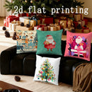 Axyaa Festive Santa & Tree Print Pillow Covers for Sofa, Bedroom, Car.