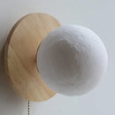 Axyaa Nordic LED Walnut Wood Glass Ball Wall Sconce with Pull Chain Switch