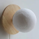 Axyaa Nordic LED Walnut Wood Glass Ball Wall Sconce, Pull Chain Switch, Modern Design