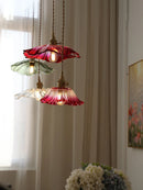 Axyaa Sunflower Glass Pendant Lights, Modern Brass Hanglamp for Dining Table, E27 AC90~240V