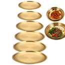 Axyaa Gold Stainless Steel Round Shallow Tray Plate for Camping BBQ Picnic