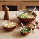 Axyaa Flame-Killed Ceramic Soup Pasta Salad Serving Bowls Set