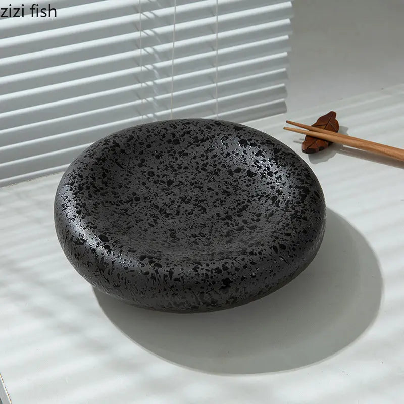 Axya Ceramic Dinner Plate Set - Irregular Texture, Soup Bowl, Salad Bowl - Solid Color