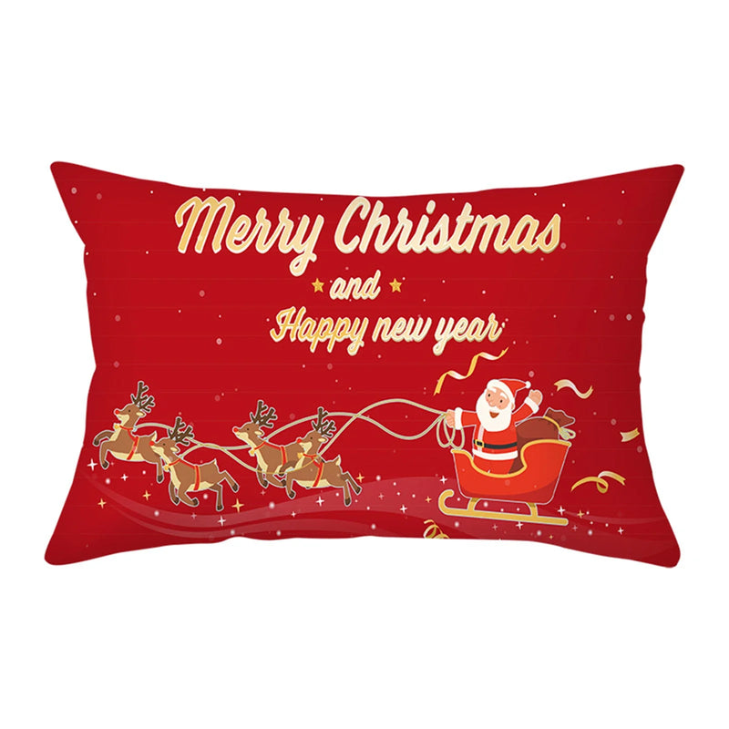 Axyaa Christmas Printed Deer & Santas Pillow Case 30x50cm