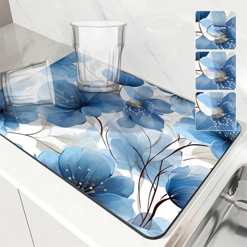 Axyaa Diatom Mud Kitchen Drain Pad Set - Absorbent Tableware Mat for Draining Bowls & Coffee Machine