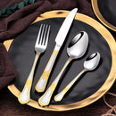Axyaa 18Pcs Stainless Steel Cutlery Set in Gold Finish with Elegant Matte Handle