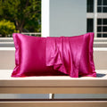 Axyaa Solid Color Silk Pillowcase Set - Queen Size 48x74cm