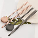 Axyaa Stainless Steel Dinnerware Set: Sushi Chopsticks, Soup Spoon, Flatware - Matte Finish