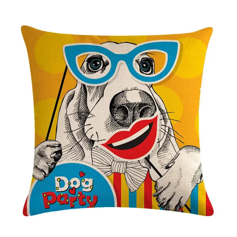 Axyaa Cartoon Dog Linen Pillow Case 45*45cm