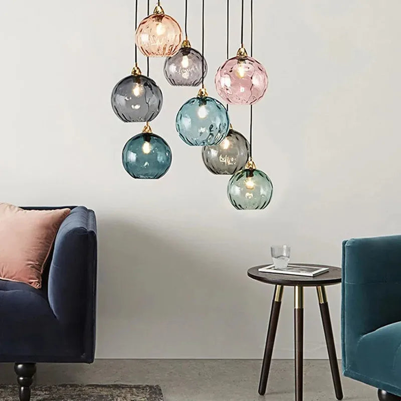 Axyaa Water Grain Glass Pendant Light for Kitchen Dining Room Bedroom