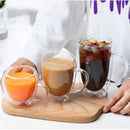 Axyaa Double Wall Glass Tea Drink Cups with Handle