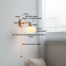 Axyaa Nordic LED Wall Light Copper Arm White Glass Bedside Lamp Balcony Living Room