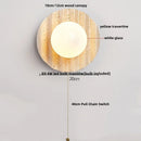 Axyaa Creative Wood Rotate LED Wall Lights with Glass Ball for Living Room