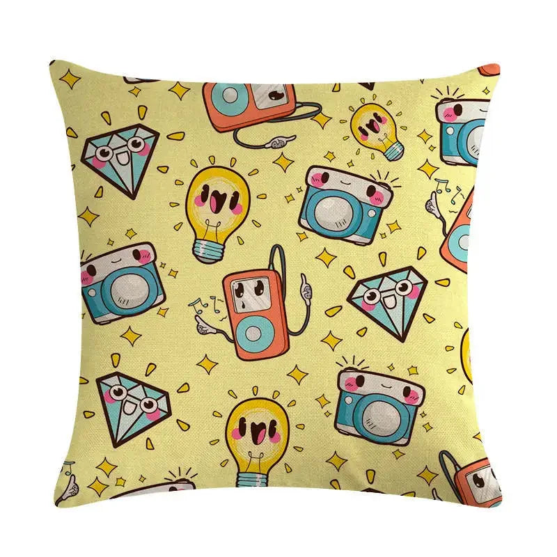 Mini Bulb Decorative Flax Pillowcase by Axyaa - 45*45cm