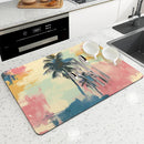 Axyaa Tropical Plants Coffee Cup Drying Mat Non-slip Absorbent Mat for Kitchen Counter