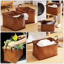 Axyaa Brown Rattan Weave Dirty Clothes Basket 38cm - Portable Home Storage Basket