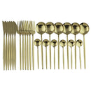 Axyaa 24-Piece Stainless Steel Champagne Gold Cutlery Set