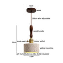 Axyaa Yellow Stone LED Pendant Lamp Retro Brass Wood Handle Hanging Light