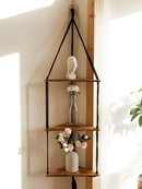 Axyaa Macrame Floating Corner Shelf Wall Decor Pot Stand NordHome Décor