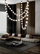 Axyaa Dimmable Pearl Necklace Chandelier Pendant Lights for Living Room